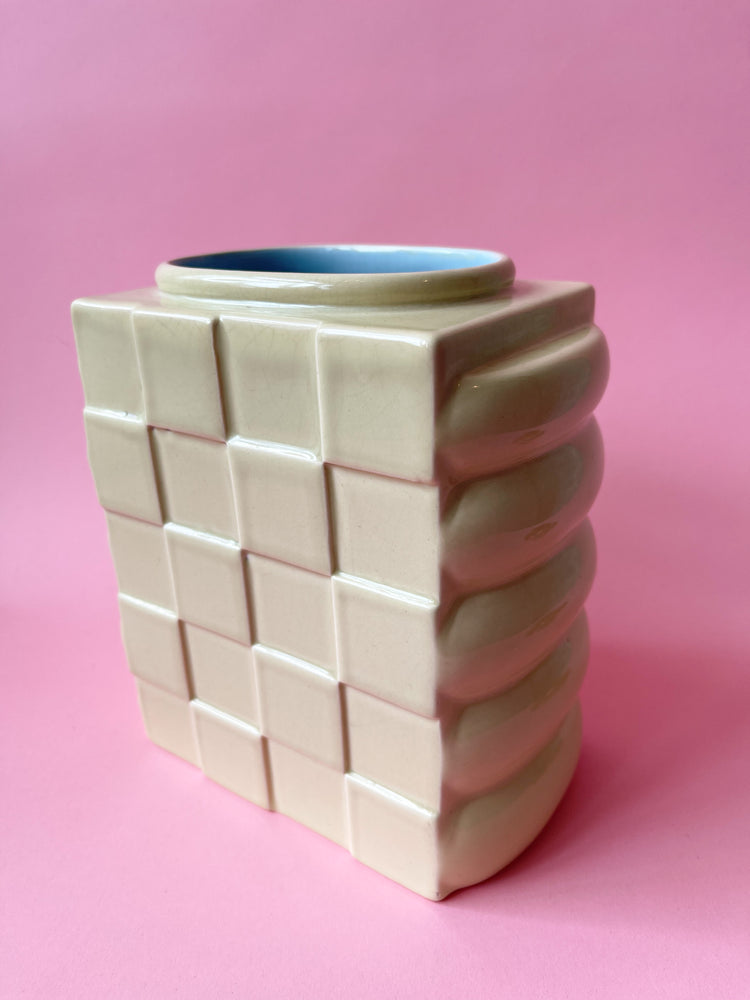 Vintage 50's Beswick Ceramic Checkered Vase