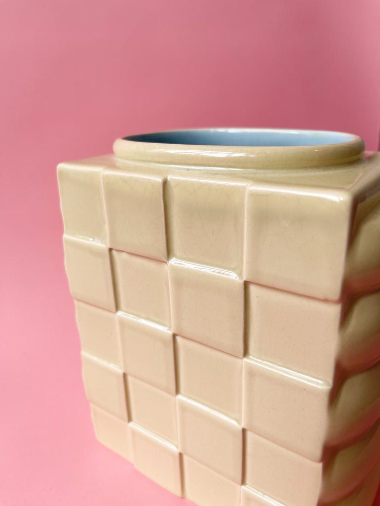 Vintage 50's Beswick Ceramic Checkered Vase