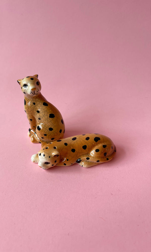 
            
                Load image into Gallery viewer, Vintage Ceramic Cheetah Salt &amp;amp; Pepper Shakers
            
        