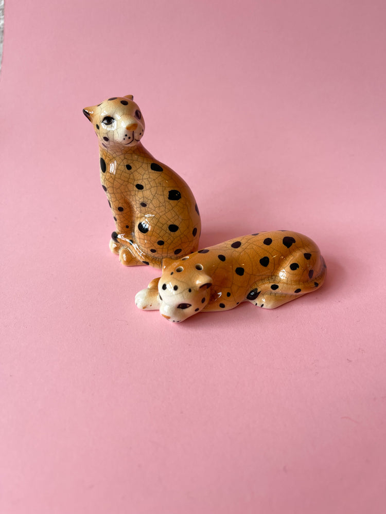 
            
                Load image into Gallery viewer, Vintage Ceramic Cheetah Salt &amp;amp; Pepper Shakers
            
        