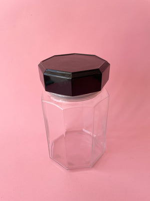 Vintage Hexagon Glass Stash Jar