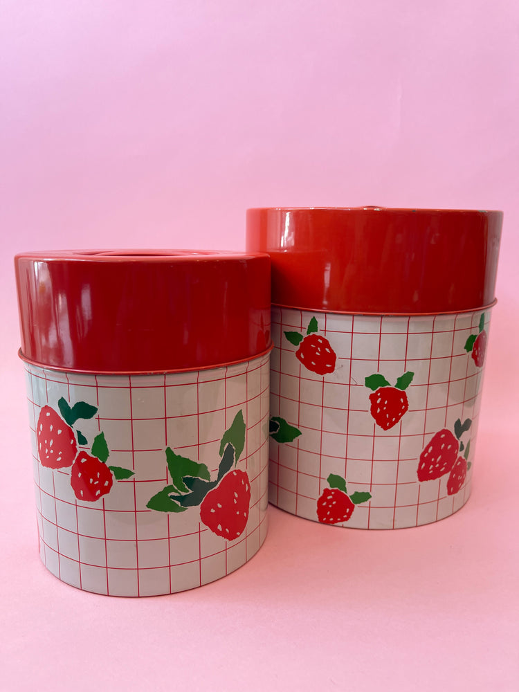 Vintage 80's Strawberry Nesting Canisters