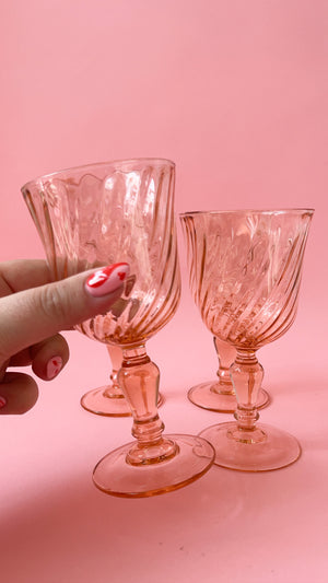 Vintage Depression Glass Swirl Wine Glasses