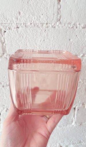 Vintage Depression Glass Storage Jar with Lid