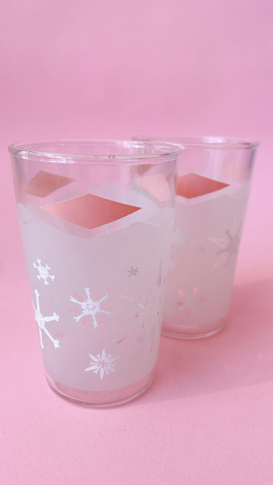 Vintage Frosted Snowflake Juice Glasses