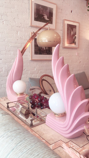 Vintage Art Deco Cascading Pink Lamps
