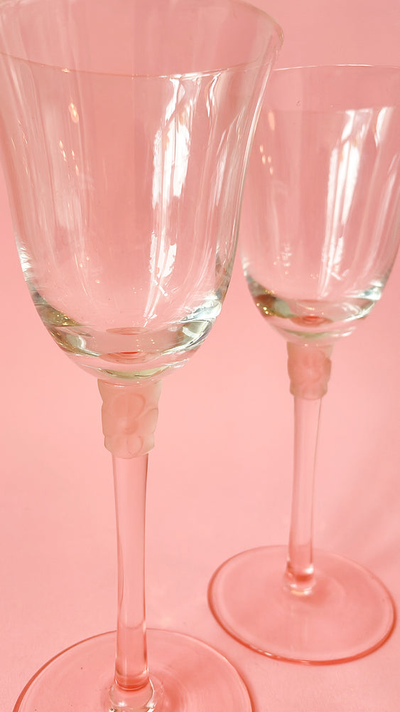 Vintage Wine Glasses with Flower Stem
