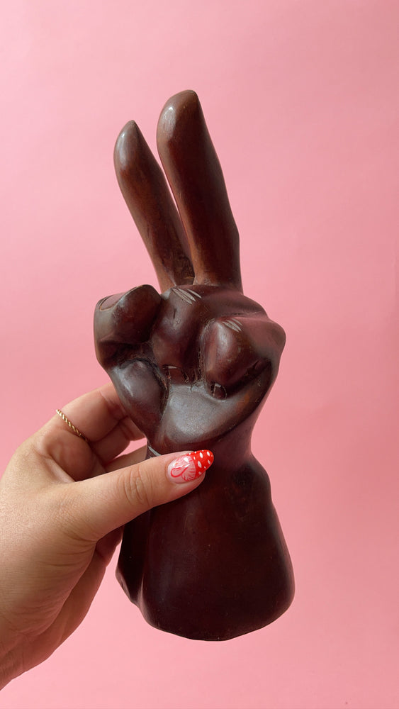 Vintage Wooden Peace Hand