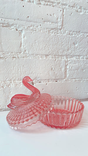 Vintage 1950's Glass Swan Dish