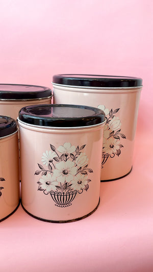 Vintage 1950's Floral Nesting Canisters