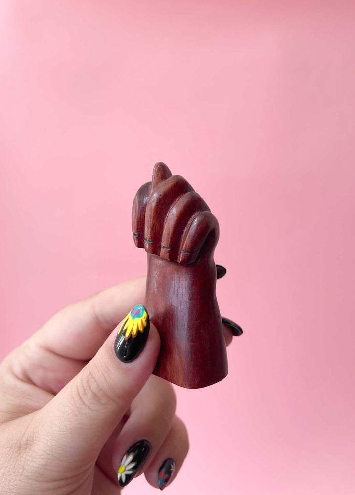 
            
                Load image into Gallery viewer, Vintage Hand Carved Mini Wooden &amp;#39;Good Luck&amp;#39; Figa  Fist
            
        