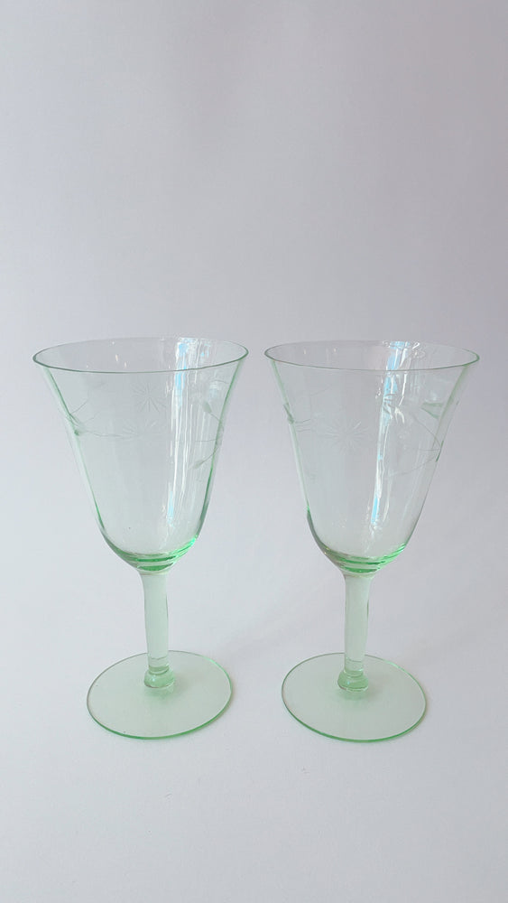 
            
                Load image into Gallery viewer, Vintage Depression Glass Wine Glasses
            
        