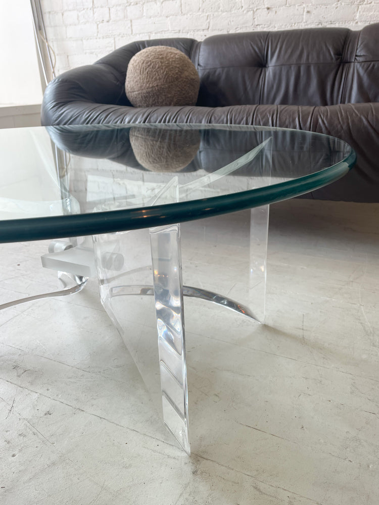 Vintage Lucite and Glass Coffee Table