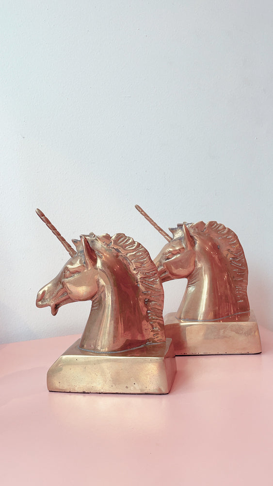 Vintage Brass Unicorn Bookends