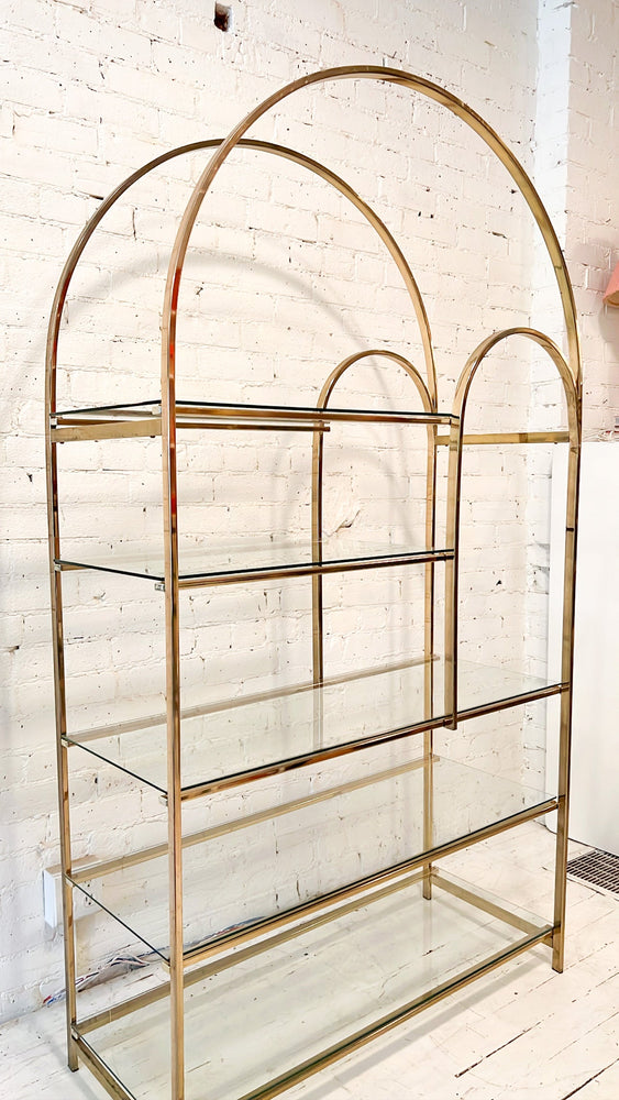 
            
                Load image into Gallery viewer, Vintage Hollywood Regency Style Arched Shelving Unit
            
        