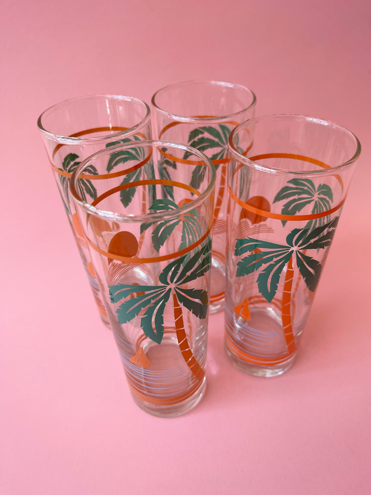 Vintage Palm Tree Collins Glasses