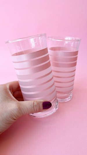Vintage Frosted Striped Glasses