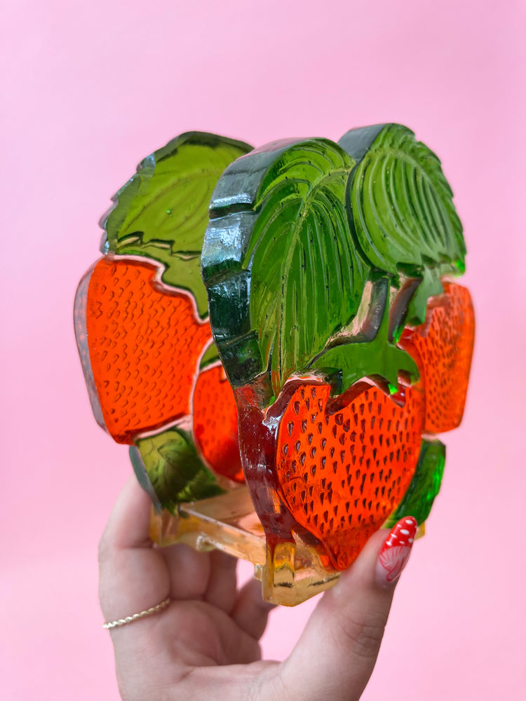
            
                Load image into Gallery viewer, Vintage Lucite Strawberry Napkin Holder
            
        