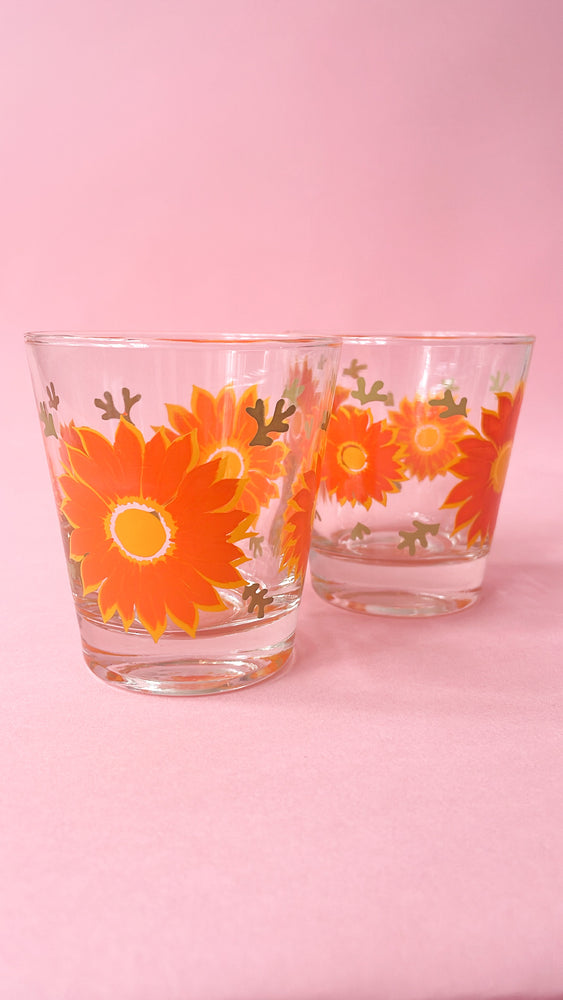 Vintage Flower Power Juice Glasses
