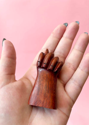 
            
                Load image into Gallery viewer, Vintage Hand Carved Mini Wooden &amp;#39;Good Luck&amp;#39; Figa  Fist
            
        