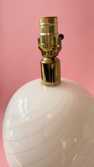 Vintage 1970's White Murano Table Lamp