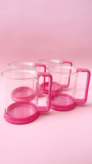 Vintage Pink Bodum Style Coffee Mugs