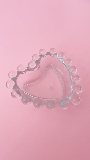
            
                Load image into Gallery viewer, Vintage Bubble Heart Glass Ring Dish
            
        