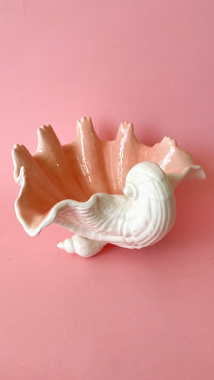 Vintage Fitz and Floyd Ceramic Coquille Sea Shell Footed Dish/Planter