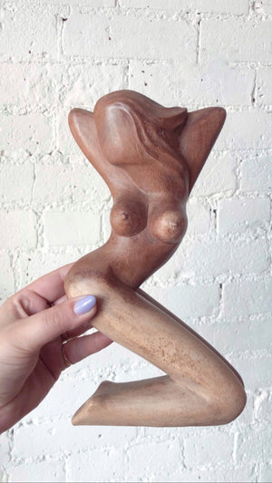Vintage Nude Wood Carved Woman Figure