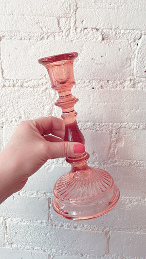 Vintage Pink Depression Glass Candle Holders
