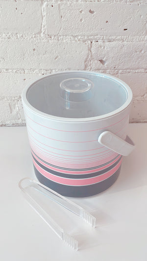 Vintage 80's Ice Bucket with Lid and Tongs