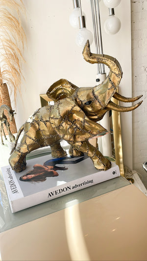 Vintage Luciano Bustamante Brass Elephant Sculpture