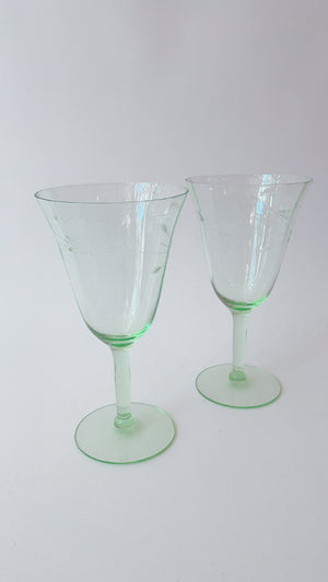 
            
                Load image into Gallery viewer, Vintage Depression Glass Wine Glasses
            
        