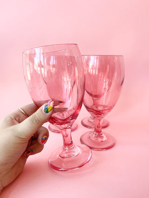 Vintage Oversized Pink Wine Glasses