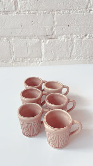 Vintage Ceramic Wood Barrel Mug Shot Glasses