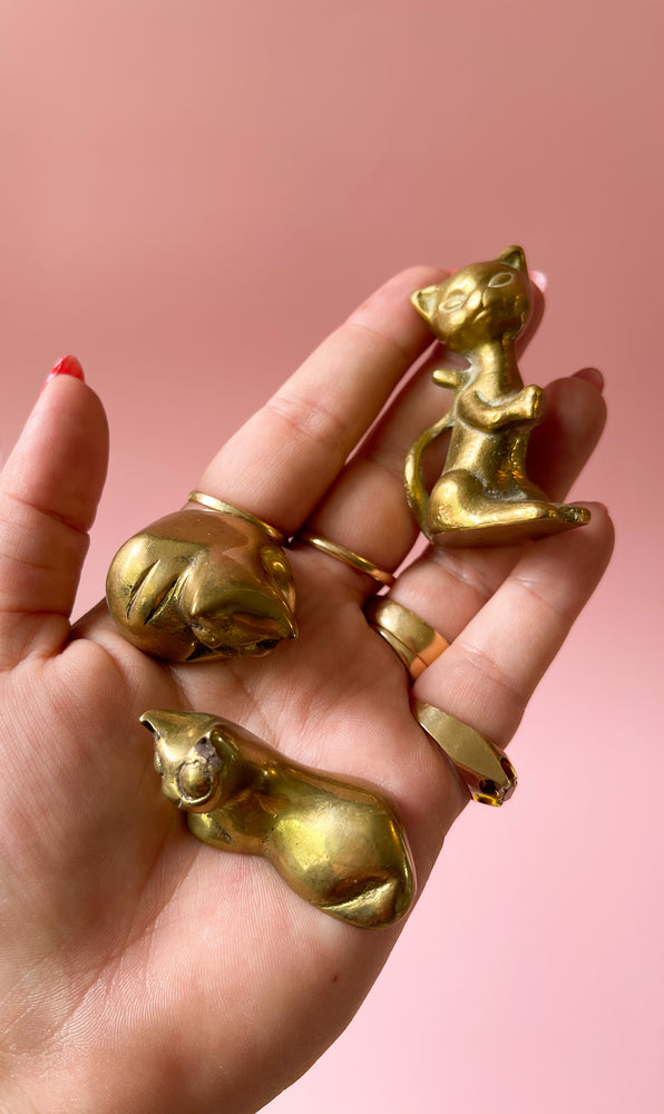 
            
                Load image into Gallery viewer, Tiny Brass Cats (Set of 3)
            
        