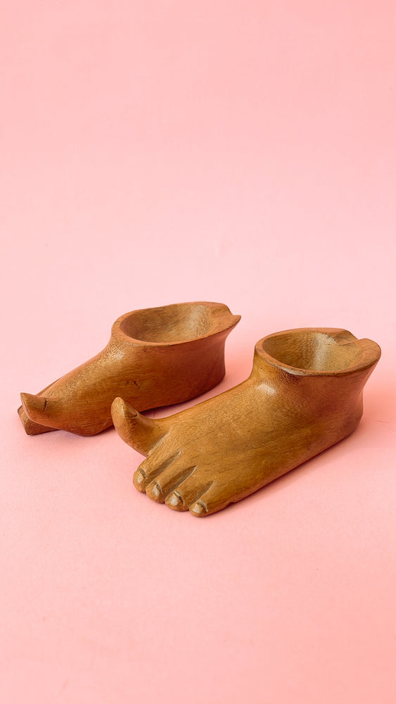 Vintage Wooden Feet Ashtray