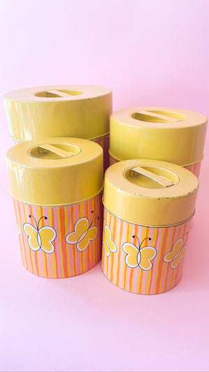 Vintage Butterfly Nesting Canisters