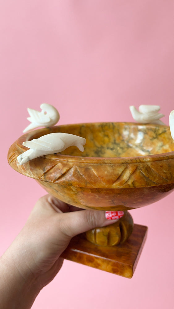 
            
                Load image into Gallery viewer, Vintage Alabaster Bird Bath Pedestal Bowl
            
        