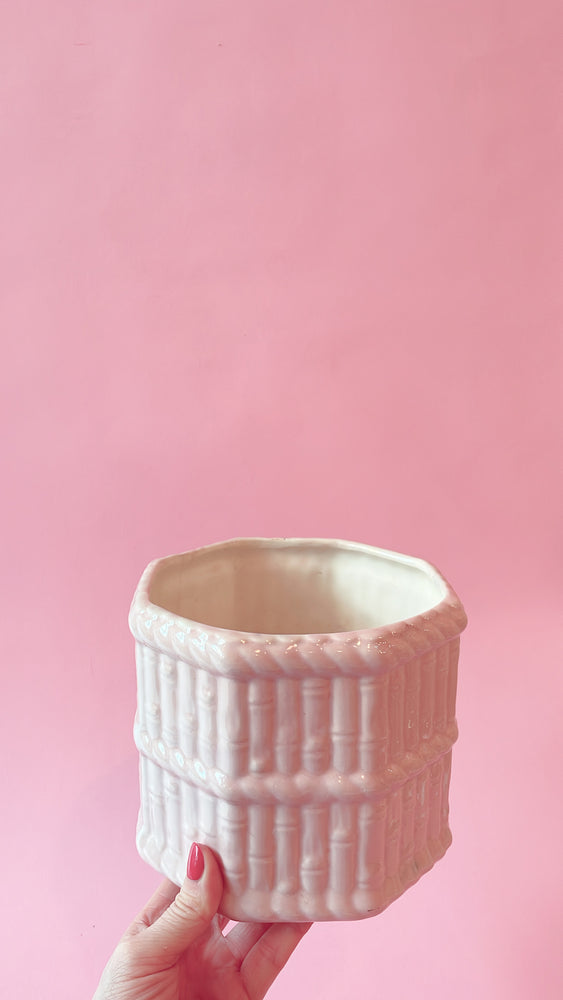 
            
                Load image into Gallery viewer, Vintage Ceramic Bamboo and Rope Planter
            
        