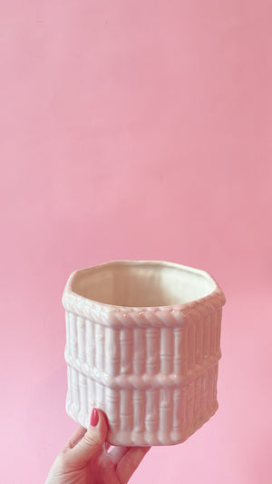 
            
                Load image into Gallery viewer, Vintage Ceramic Bamboo and Rope Planter
            
        