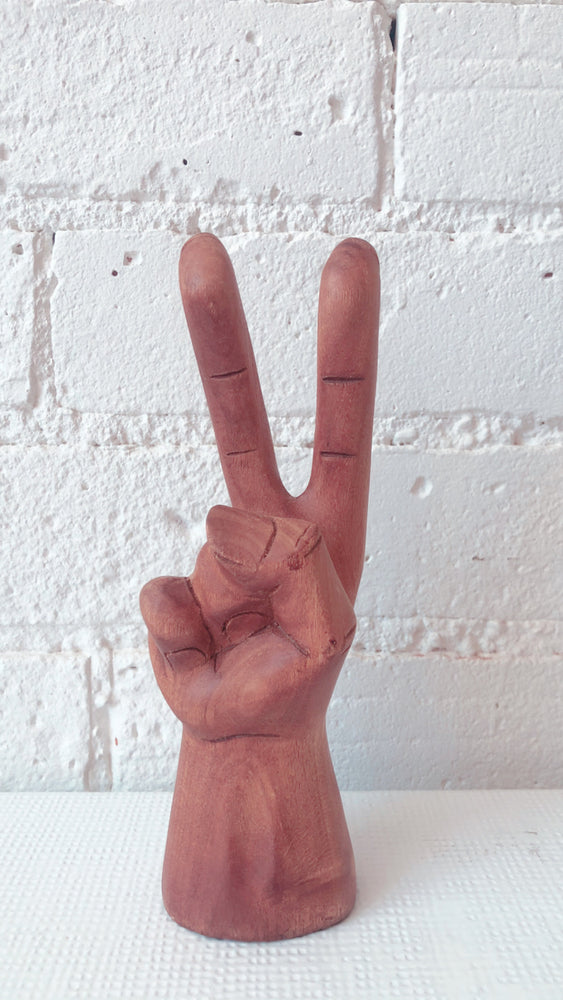 
            
                Load image into Gallery viewer, Vintage Carved Wood Peace Sign
            
        