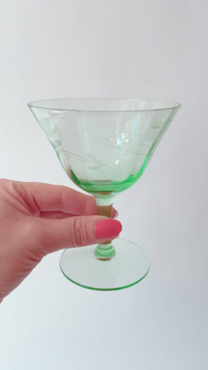 Vintage Green Depression Glass Glasses