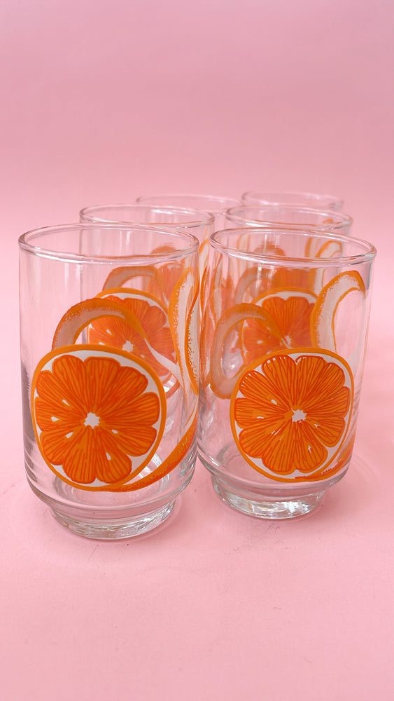 
            
                Load image into Gallery viewer, Vintage 1970&amp;#39;s Orange Juice Glasses
            
        