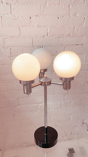 Vintage Space Age Chrome Three Bulb Sputnik Table Lamp