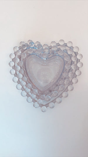 Bubble Heart Depression Glass Ashtrays