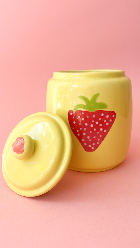 Vintage Ceramic Strawberry Stash Jar