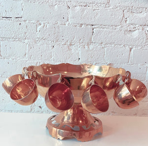 Vintage Brass Punch Bowl & Cups