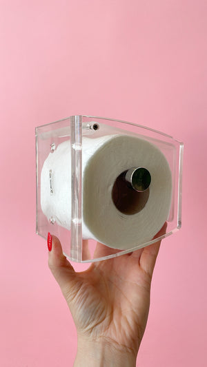 
            
                Load image into Gallery viewer, Vintage Lucite and Chrome Guzzini Toilet Paper Holder
            
        
