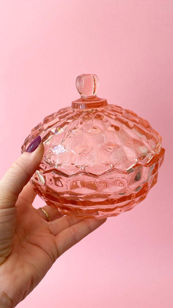 Vintage Fostoria Cubist Glass Candy Dish